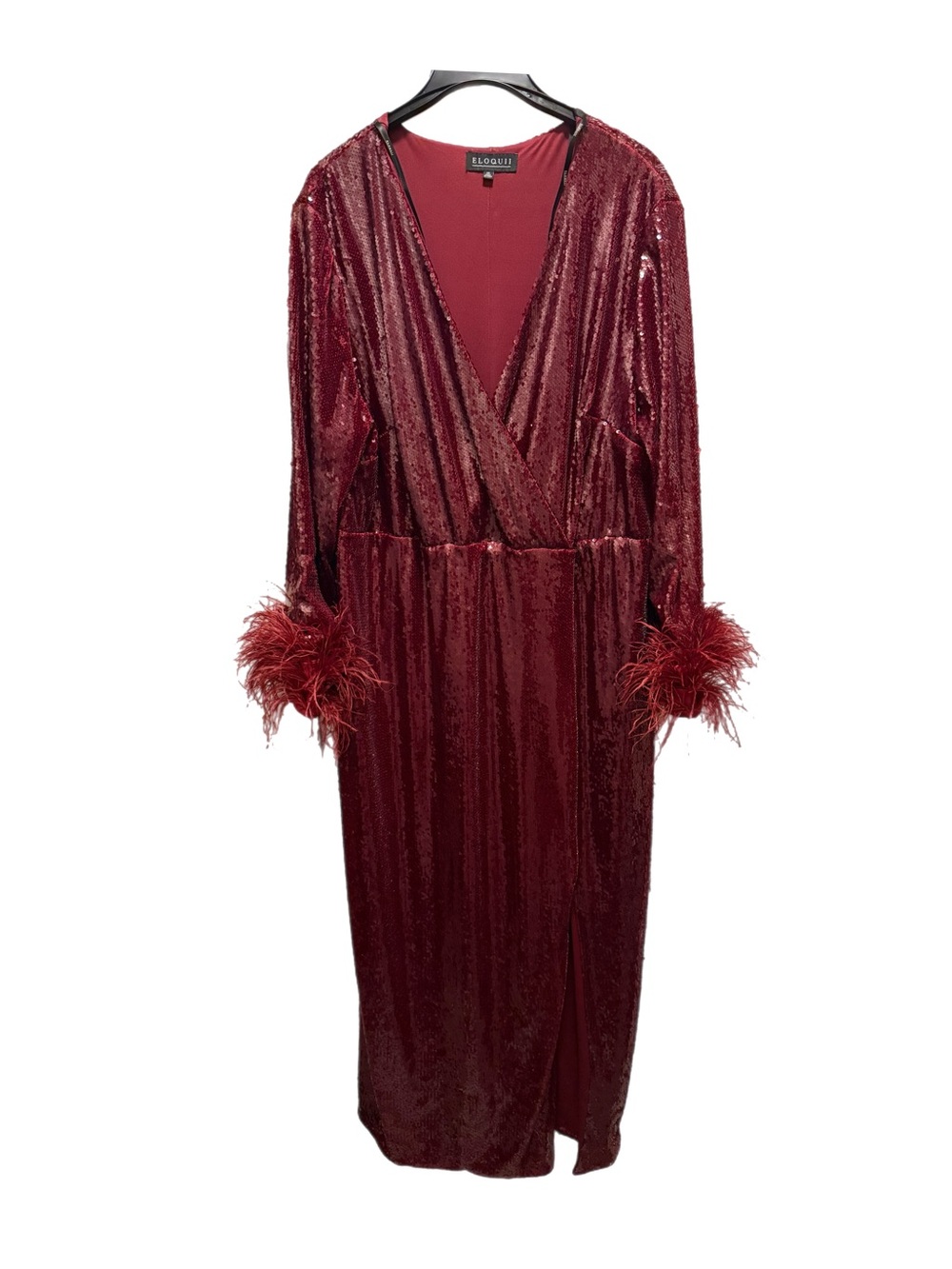 Burgundy Eloquii Glam Goth Vampy Sequin Maxi Evening/ Special Even Dress